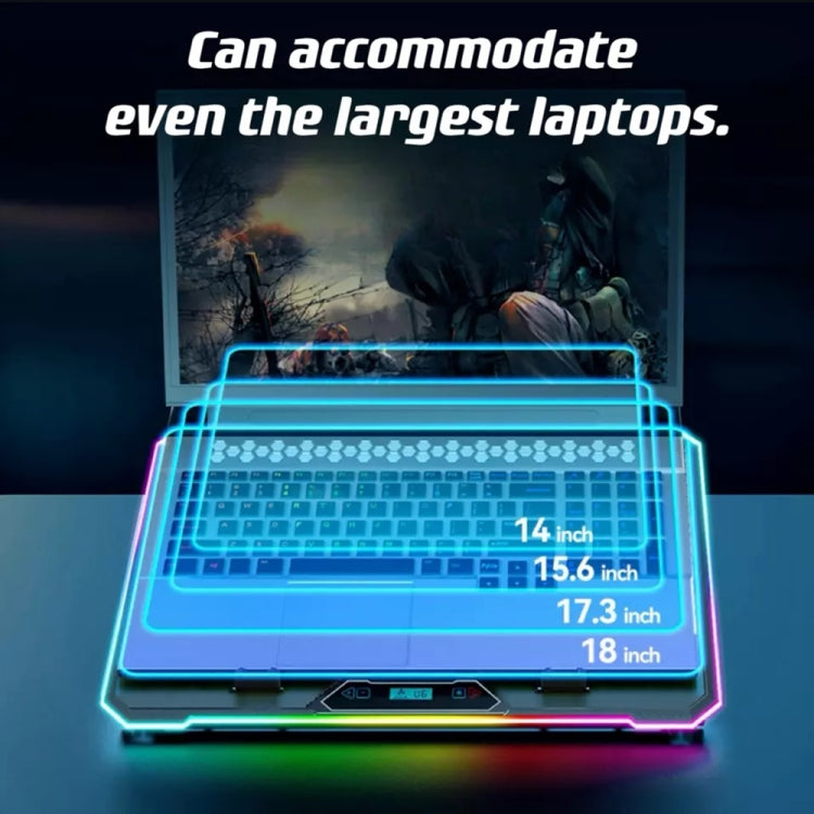 ICE COOREL K15C Smart Adjustable Laptop Radiator Base With RGB Lighting Effect, Color: 13 Fans