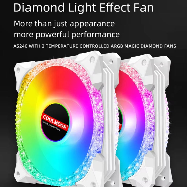 COOLMOON AS360 Magic Diamond Edition Computer Cooler ARGB Water Cooling Light Integrated CPU Radiator(White)