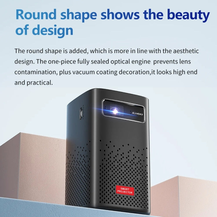 TOUMEI C900 Outdoor Portable Built-In Battery 4K HD Home Music Projector EU Plug(Black)