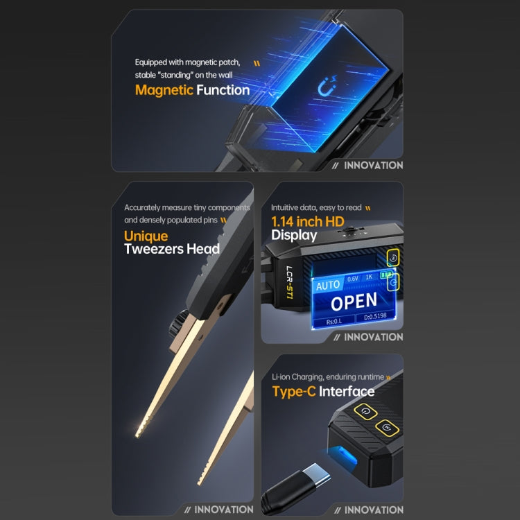 FNIRSI Digital Tweezers Resistor Capacitor Component Test Multimeter