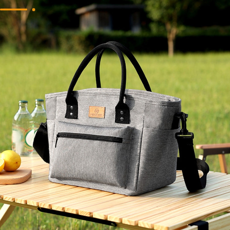FRISCH Portable Handheld Insulated Lunch Pack Outdoor Picnic Thicked Bento Bag(Black)