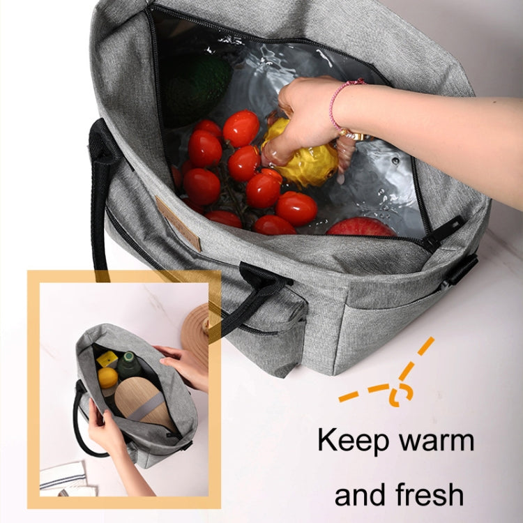 FRISCH Portable Handheld Insulated Lunch Pack Outdoor Picnic Thicked Bento Bag(Navy Blue)