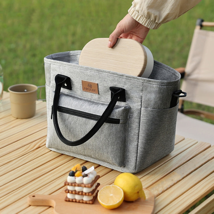 FRISCH Portable Handheld Insulated Lunch Pack Outdoor Picnic Thicked Bento Bag(Black)