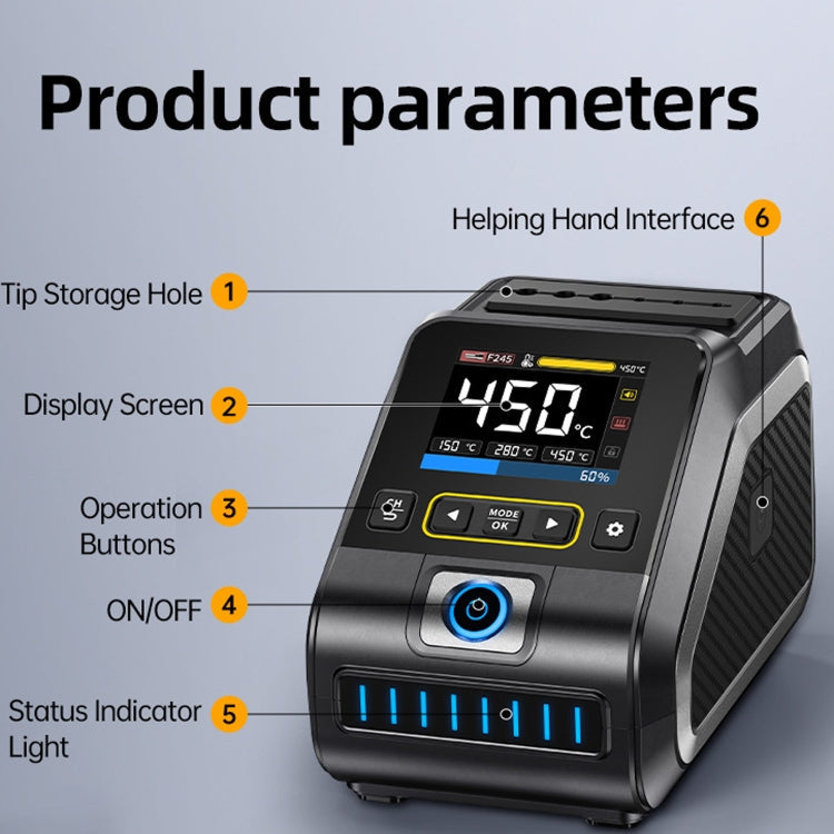 FNIRSI 200W Intelligent Constant Temperature Electric Soldering Iron Station, Set: EU Plug F245 Upgrade 6 Heads