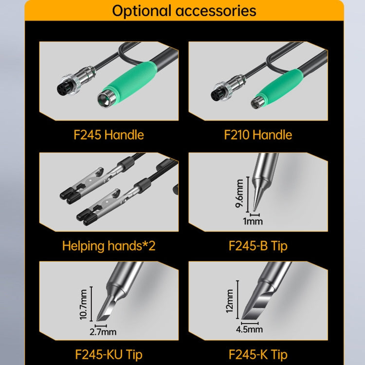 FNIRSI 200W Intelligent Constant Temperature Electric Soldering Iron Station, Set: US Plug F245 Upgrade 6 Heads