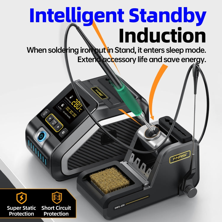 FNIRSI 200W Intelligent Constant Temperature Electric Soldering Iron Station, Set: US Plug F210 Upgrade 3 Heads