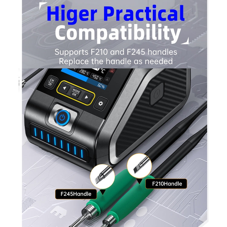 FNIRSI 200W Intelligent Constant Temperature Electric Soldering Iron Station, Set: EU Plug F210 K Head