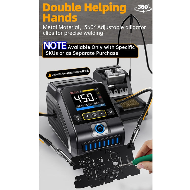 FNIRSI 200W Intelligent Constant Temperature Electric Soldering Iron Station, Set: EU Plug F210 Upgrade 3 Heads