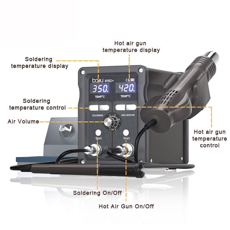 BAKU BA-898D+ T12 Solder Station Adjustable Temperature Electric Digital Soldering Iron For Phone Repair US Plug 110V