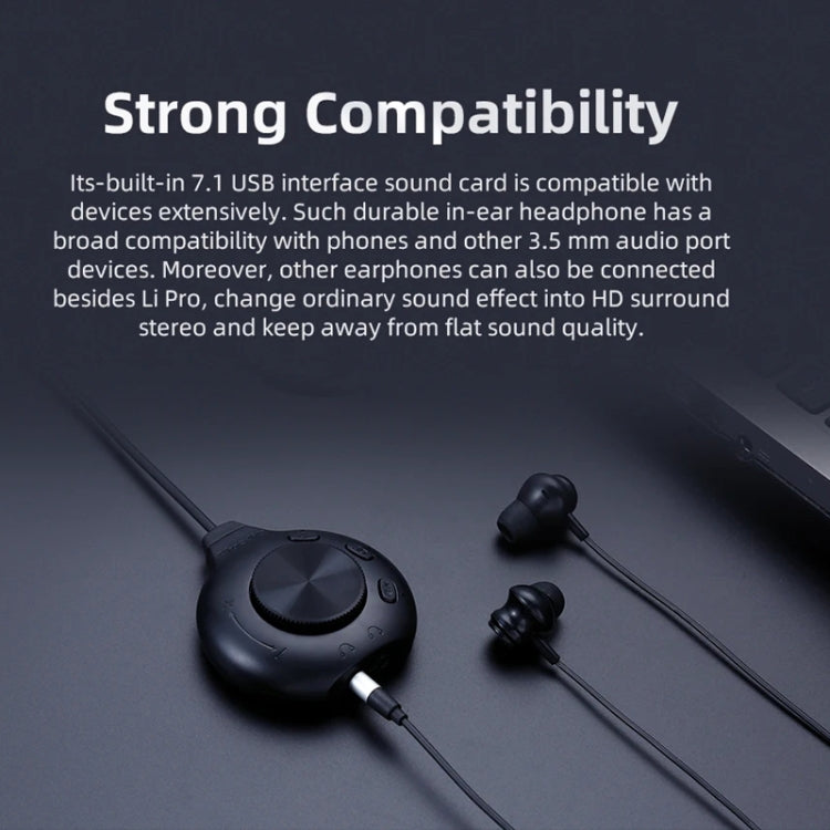 Bluedio LI PRO Cell Phone Wired In-Ear 3.5mm 7.1 Sound Card Gaming Computer Earphones(Black)