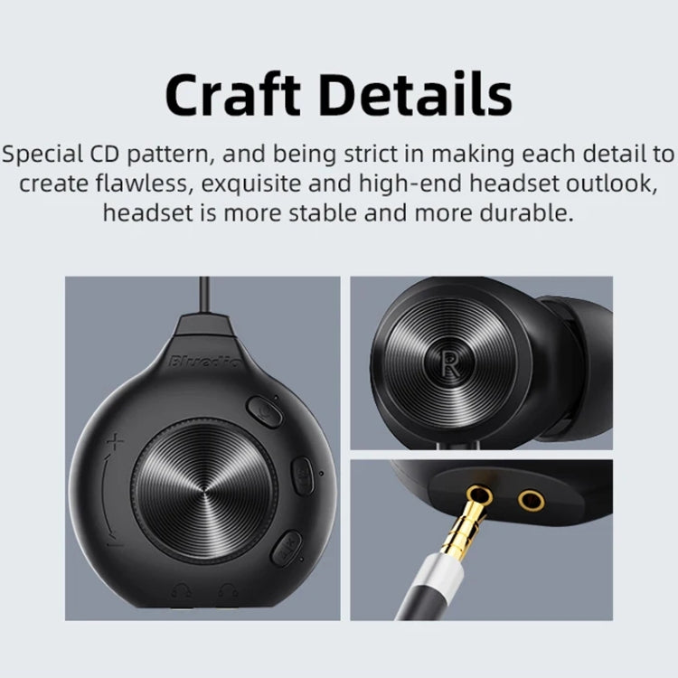 Bluedio LI PRO Cell Phone Wired In-Ear 3.5mm 7.1 Sound Card Gaming Computer Earphones(Black)