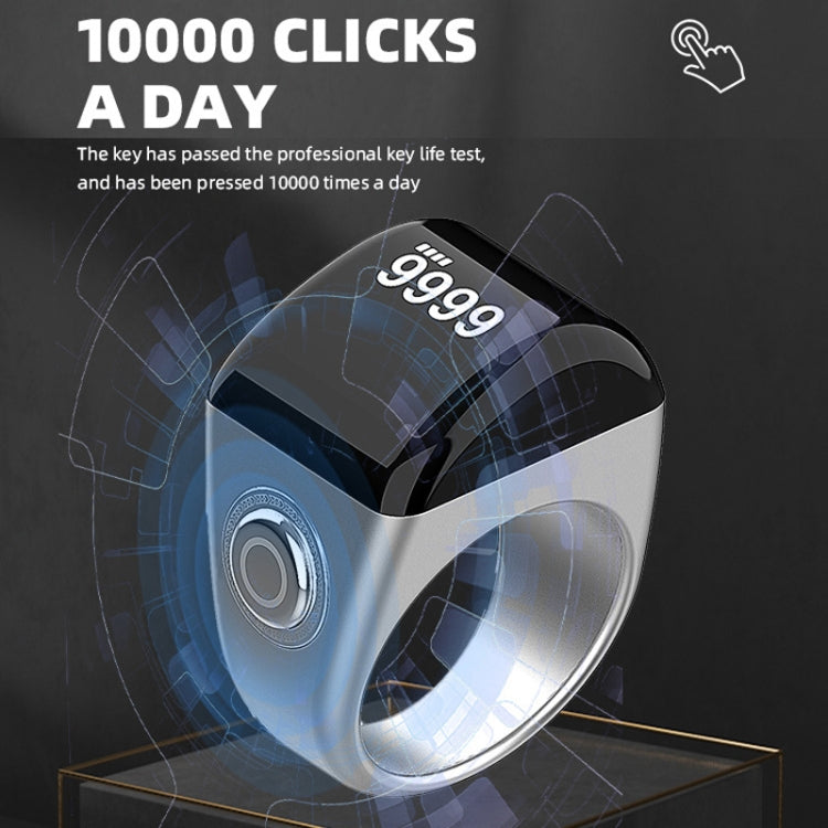 Equantu Smart Bluetooth Finger Counter Muslim Prayer Time Reminder Ring, Style: Silver 20mm