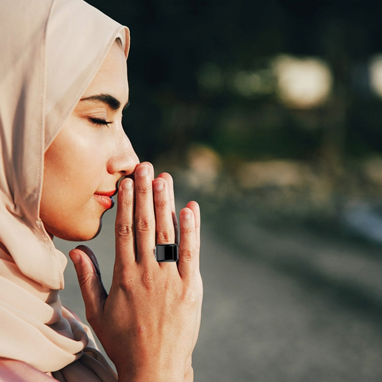 Equantu Smart Bluetooth Finger Counter Muslim Prayer Time Reminder Ring, Style: Black 18mm