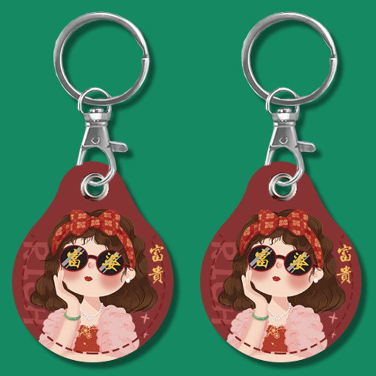 2pcs Cute Sensor Access Door Card Cover Keychain Elevator Water Drops Round Key Holder, Pinch Winnie the Pooh, Pinch Strawberry Bear, Purple Rabbit, Cookie Doraemon, Fortune Cat, Circus, Starry Bear, Starry Bunny, Rich Woman Red, Naughty Tiger, Fortune...