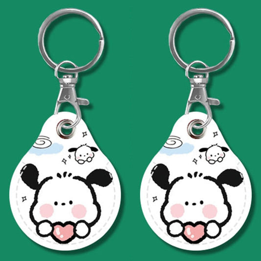 2pcs Cute Sensor Access Door Card Cover Keychain Elevator Water Drops Round Key Holder, Lovely Pacha