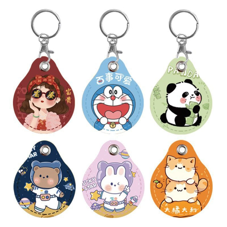 2pcs Cute Sensor Access Door Card Cover Keychain Elevator Water Drops Round Key Holder, Pinch Winnie the Pooh, Pinch Strawberry Bear, Purple Rabbit, Cookie Doraemon, Fortune Cat, Circus, Starry Bear, Starry Bunny, Rich Woman Red, Naughty Tiger, Fortune...