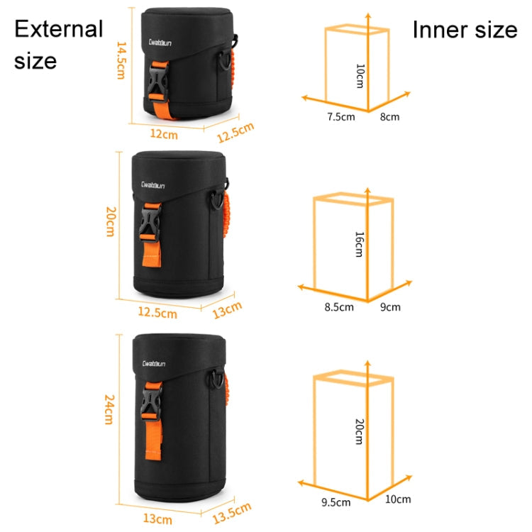 Cwatcun D157 DSLR Camera Lens Barrel Shockproof Thickened Digital Lens Bag Flip Lens Pouch, Color: Large Black