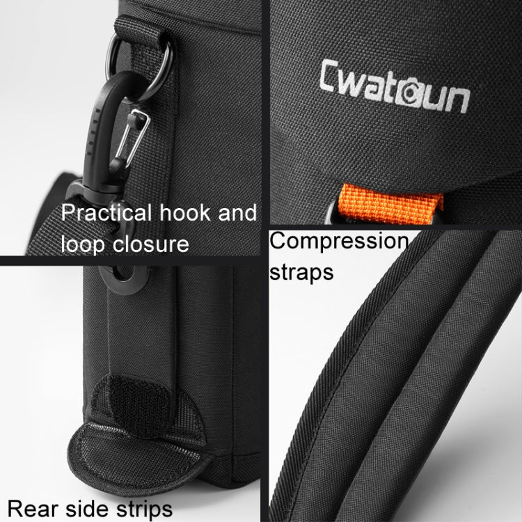 Cwatcun D157 DSLR Camera Lens Barrel Shockproof Thickened Digital Lens Bag Flip Lens Pouch, Color: Large Black