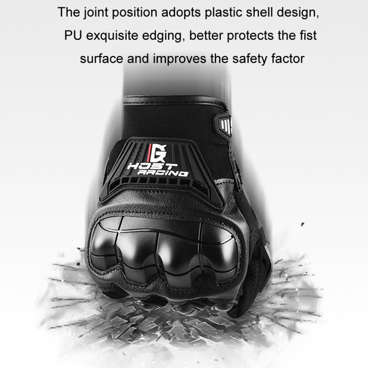 GHOST RACING Motorcycle Riding Anti-fall Breathable Rubber Shell Touch Screen Gloves, Size: L(Black)