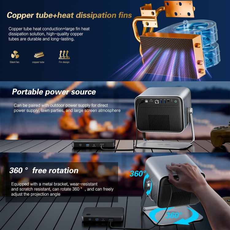 TOUMEI X6 4K HD Home Theater Office Teaching Microphone Karaoke Projector GTV Google Systems(EU Plug)