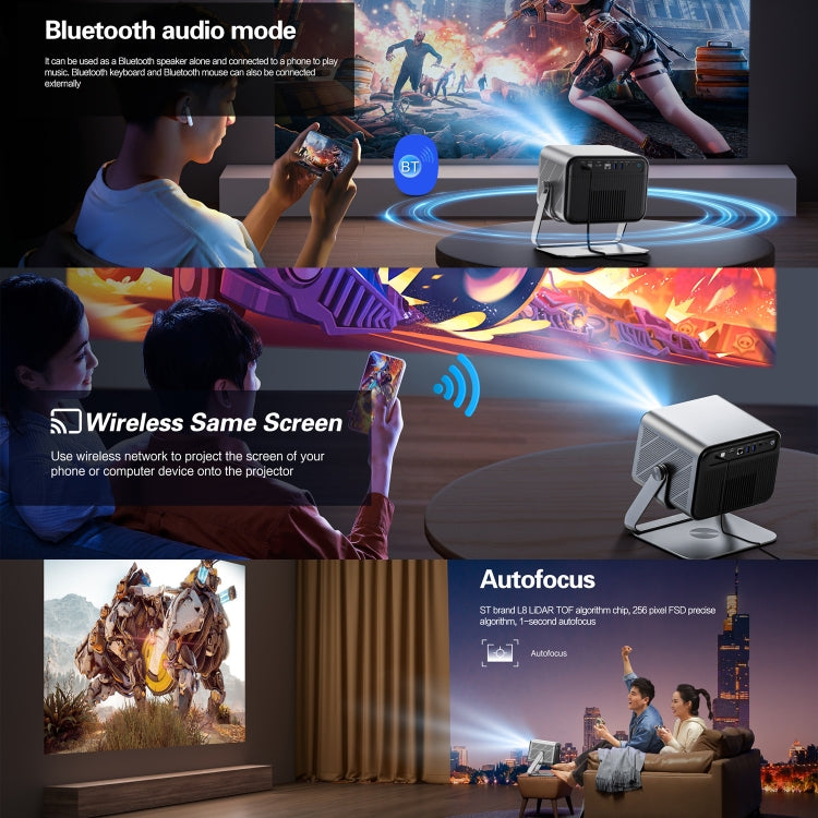 TOUMEI X6 4K HD Home Theater Office Teaching Microphone Karaoke Projector GTV Google Systems(EU Plug)