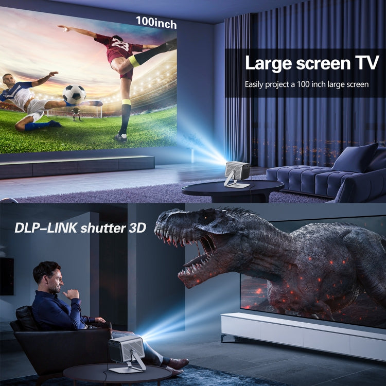TOUMEI X6 4K HD Home Theater Office Teaching Microphone Karaoke Projector GTV Google Systems(EU Plug)