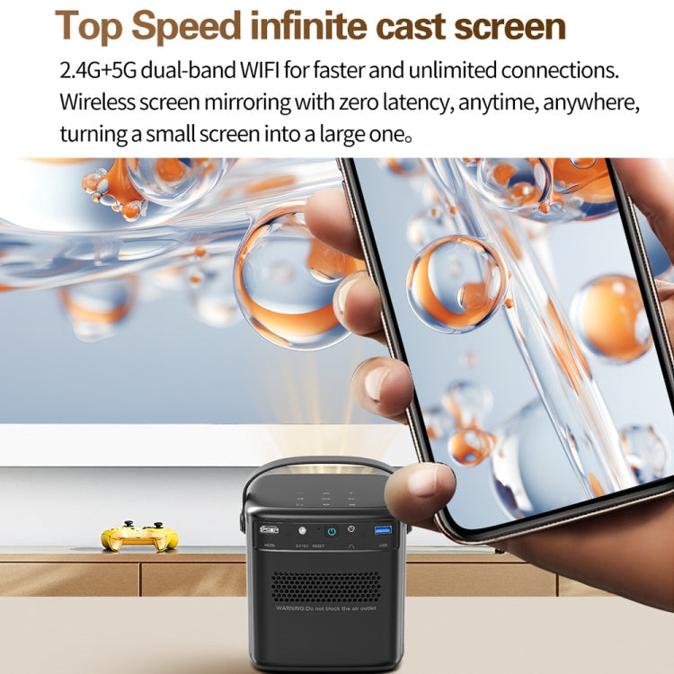 TOUMEI S8 1080P/4K DLP Android 11.OS Wifi 3D Wireless Projector UK Plug