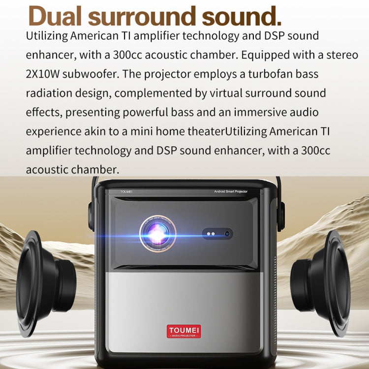 TOUMEI S8 1080P/4K DLP Android 11.OS Wifi 3D Wireless Projector UK Plug