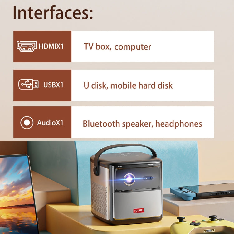 TOUMEI S8 1080P/4K DLP Android 11.OS Wifi 3D Wireless Projector UK Plug