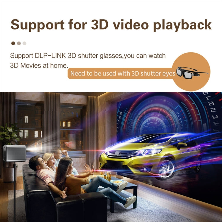 TOUMEI X5 Home Theater DLP Projector HD High Bright 1080P Projector UK Plug(Gray)