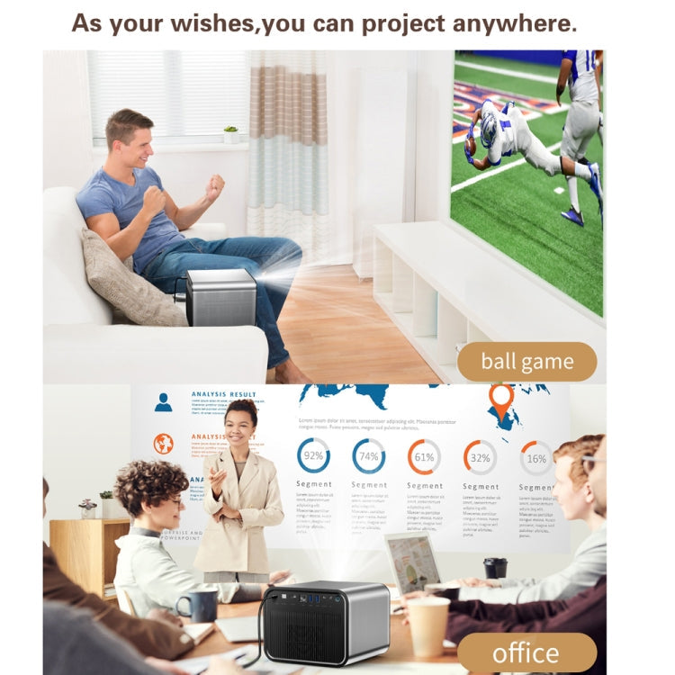 TOUMEI X5 Home Theater DLP Projector HD High Bright 1080P Projector US Plug(Gray)