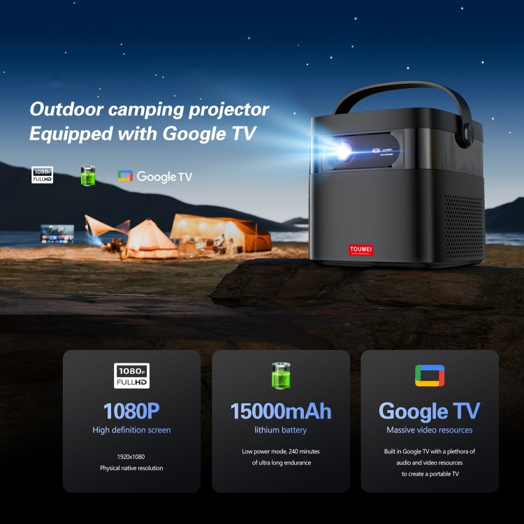 TOUMEI M2 Built-In Large Capacity Battery Outdoor Projector Handheld Portable Projection US Plug