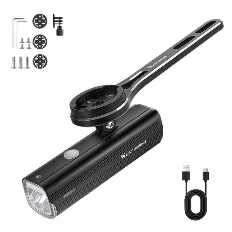 WEST BIKING Bicycle High Lumen Type-C Aluminum Alloy Headlight, Specification: Light + Aluminum Alloy Integrated Handlebar Computer Holder