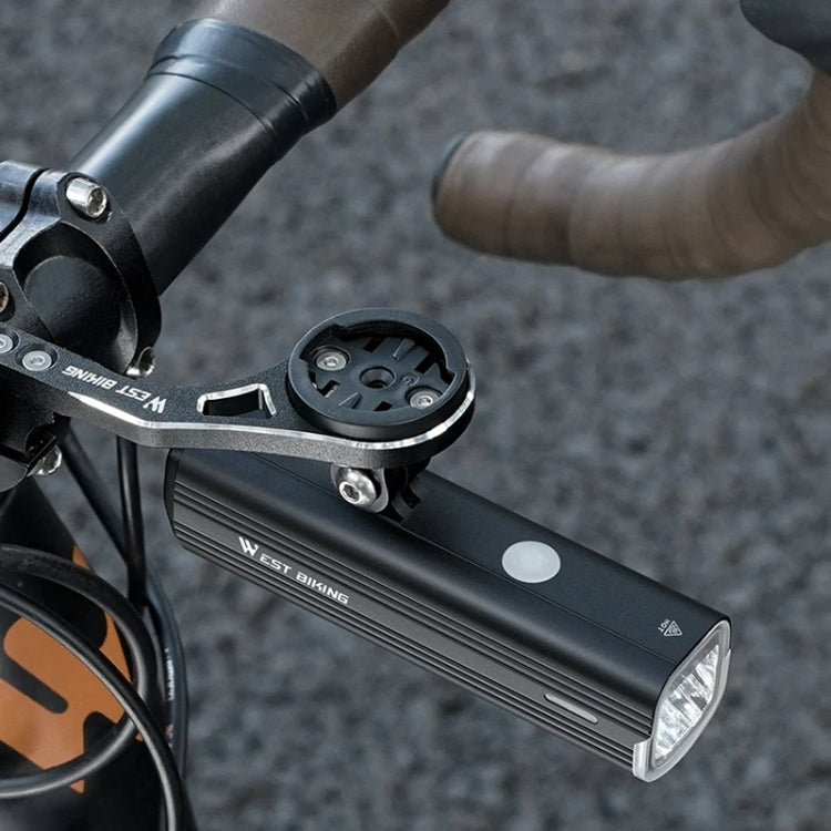 WEST BIKING Bicycle High Lumen Type-C Aluminum Alloy Headlight, Specification: Light + Aluminum Alloy Integrated Handlebar Computer Holder