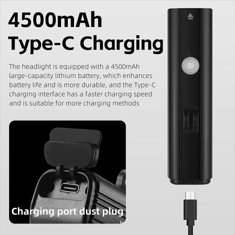 WEST BIKING Bicycle High Lumen Type-C Aluminum Alloy Headlight, Specification: Light + Aluminum Alloy Integrated Handlebar Computer Holder