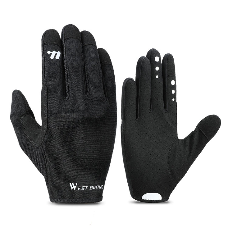 WEST BIKING Cycling Anti-slip Breathable Touch Screen Gloves, Size: XXL(Black)