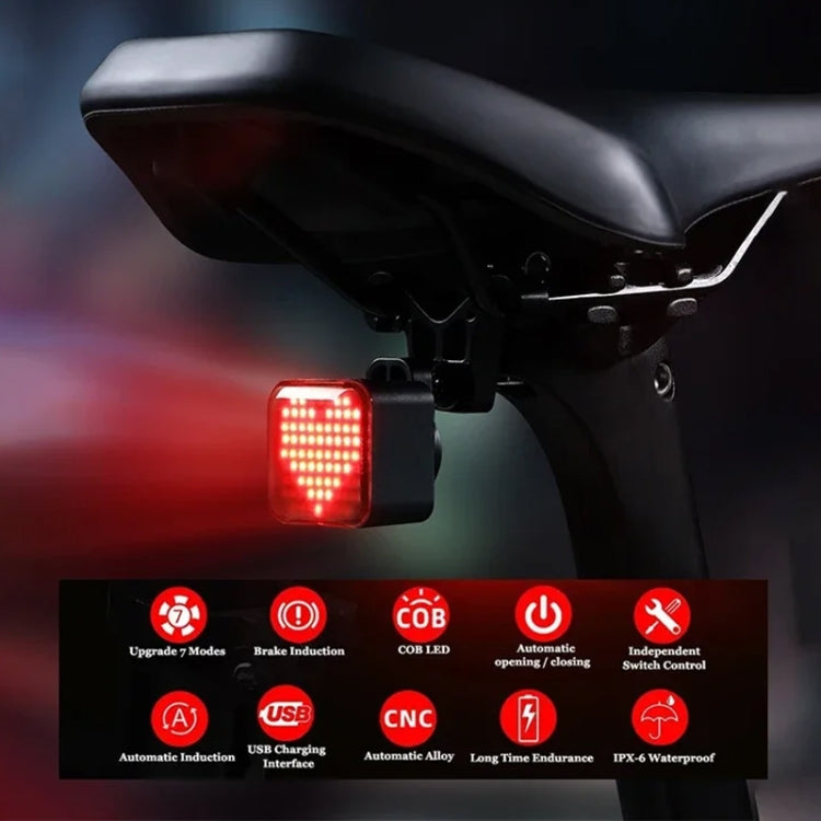 ESLNF Bicycle Tail Light Mountain Bike Smart Brake Sensor Auto Switch Waterproof Warning Lamp(Cushion Mount)