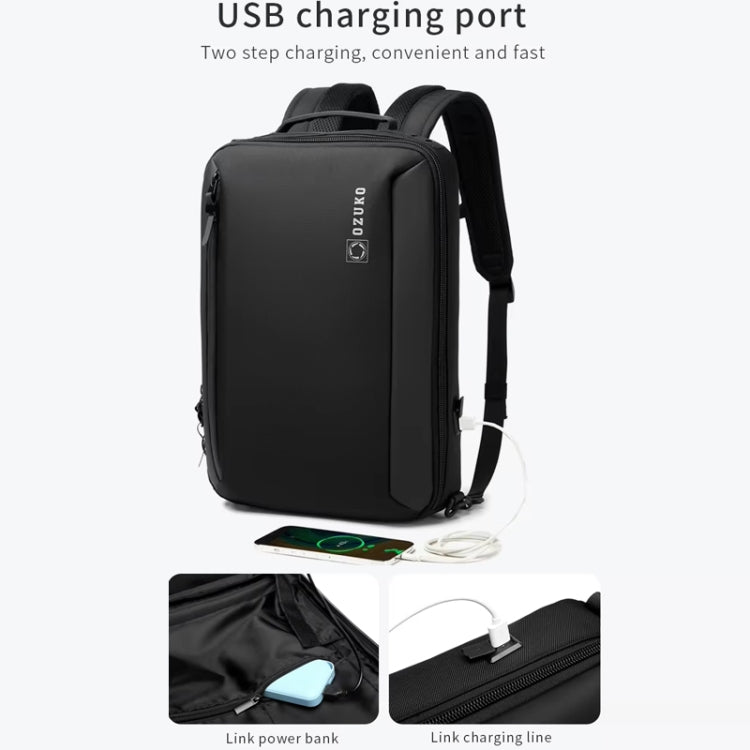 Ozuko Business Laptop USB Backpack Men Schoolbag(Dark Gray)