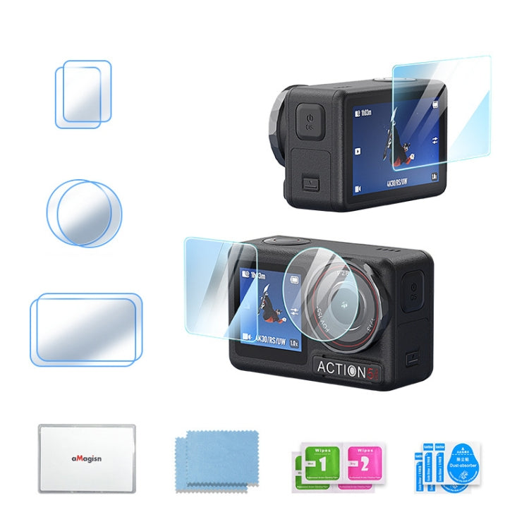 For DJI Osmo Action 5 Pro aMagisn 9H Hardness Tempered Glass Set, Package A, Package B