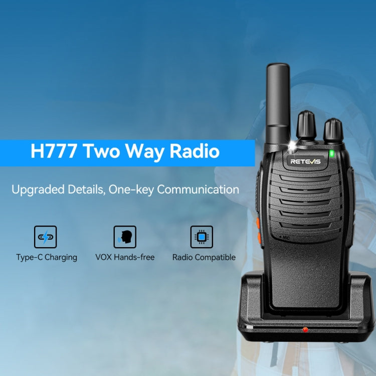 RETEVIS H777 1pair 16 Channels Compact Portable Handheld Walkie Talkie With Charging Base, Style: PMR