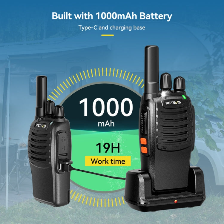 RETEVIS H777 1pair 16 Channels Compact Portable Handheld Walkie Talkie With Charging Base, Style: PMR