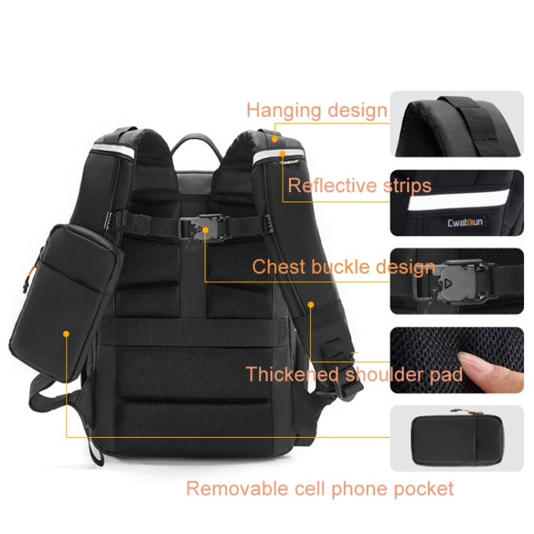 Cwatcun D132 DSLR Camera Backpack Hard-shell Crashproof Waterproof Decompression Shoulder Photo Bag, Color: 2nd Generation Large Black