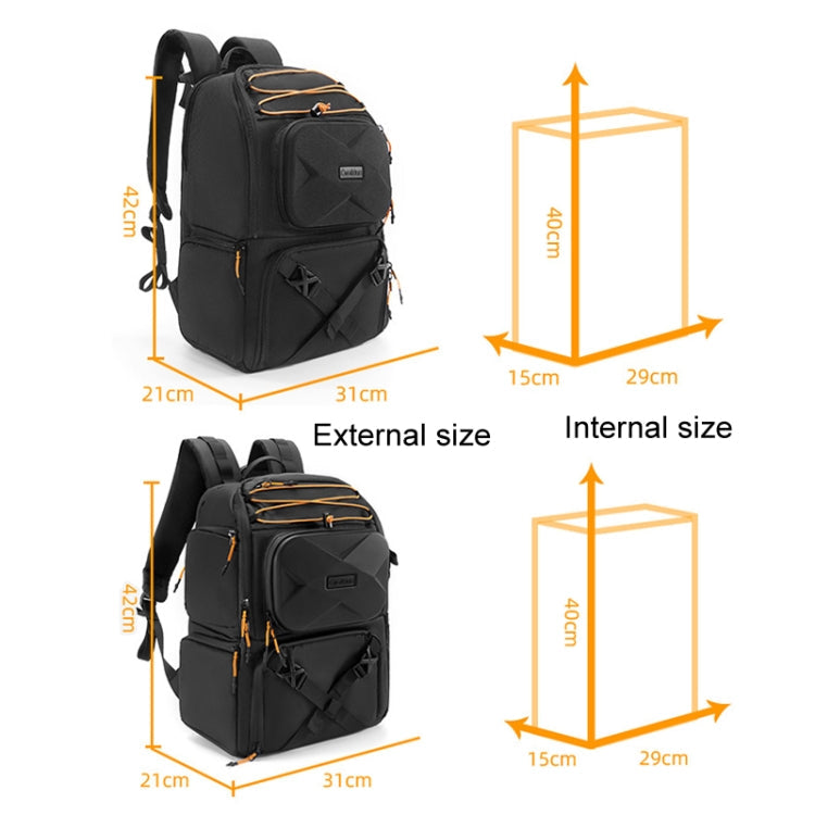 Cwatcun D132 DSLR Camera Backpack Hard-shell Crashproof Waterproof Decompression Shoulder Photo Bag, Color: 1st Generation Large Black