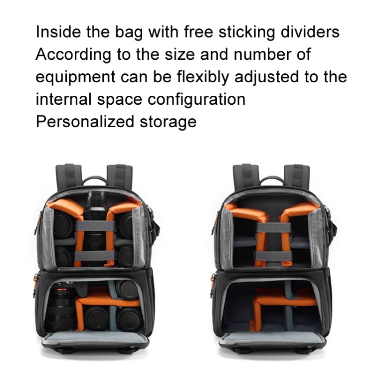 Cwatcun D132 DSLR Camera Backpack Hard-shell Crashproof Waterproof Decompression Shoulder Photo Bag, Color: 2nd Generation Large Black