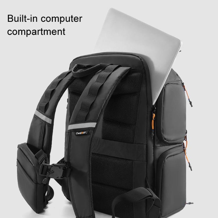Cwatcun D132 DSLR Camera Backpack Hard-shell Crashproof Waterproof Decompression Shoulder Photo Bag, Color: 2nd Generation Large Black