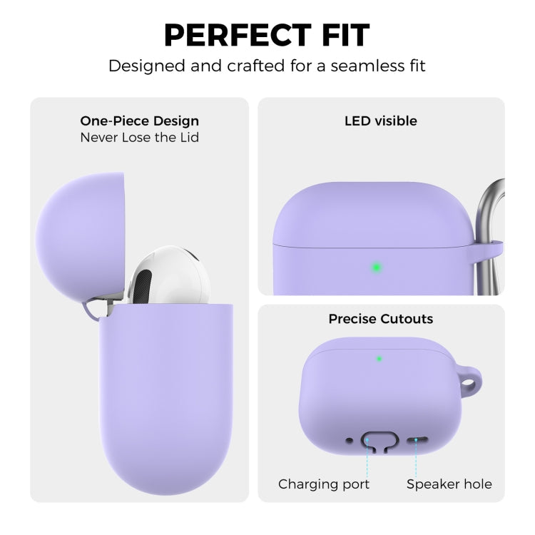 For Airpods 4 AhaStyle WG163 Earphone Drop-Proof Dust-Proof Silicone Protective Case With Cleanning Pen(Purple)