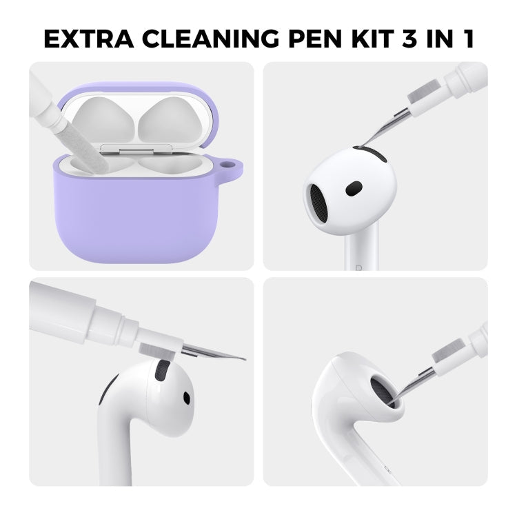 For Airpods 4 AhaStyle WG163 Earphone Drop-Proof Dust-Proof Silicone Protective Case With Cleanning Pen(Black)