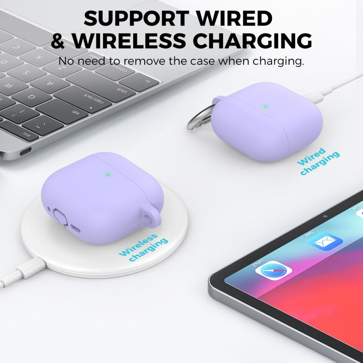 For Airpods 4 AhaStyle WG163 Earphone Drop-Proof Dust-Proof Silicone Protective Case With Cleanning Pen(Pink)