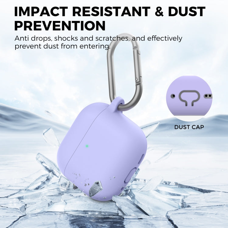 For Airpods 4 AhaStyle WG163 Earphone Drop-Proof Dust-Proof Silicone Protective Case With Cleanning Pen(Pink)