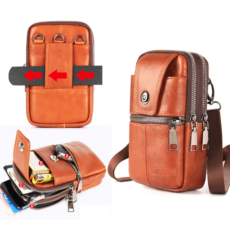 KUNQITIAN Mobile Phone Waist Bag Belt Leather Case With Shoulder Strap, Size: S(Black)